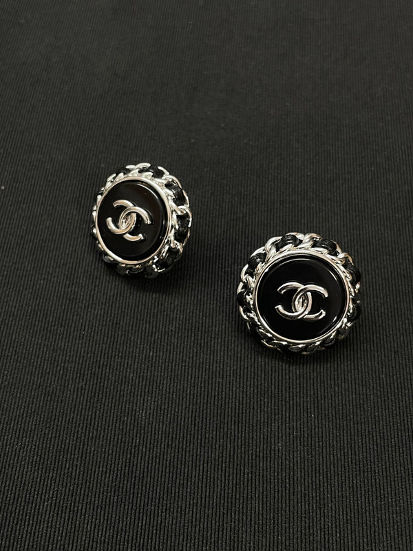 25P EARRING IN COPPER BLACK LEATHER-THREADED OVAL