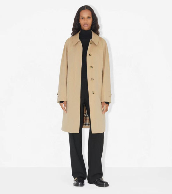 Burberry Gabardine Mid-Length Camden Heritage Car Beige Coat