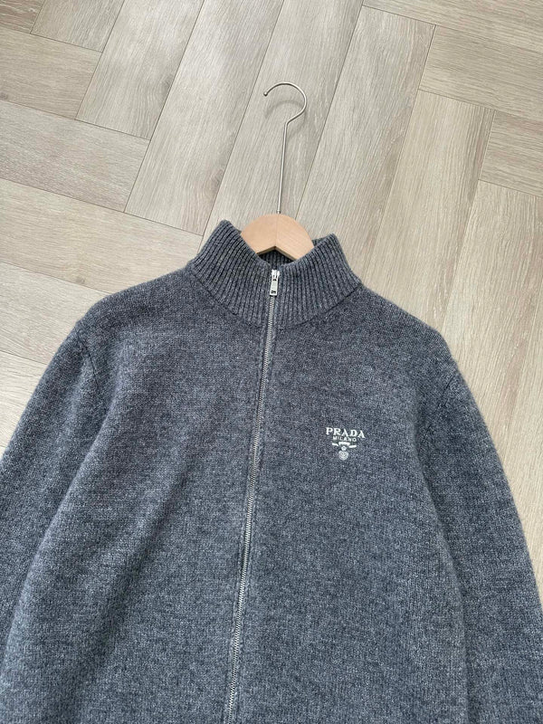 PRADA GRAY CASHMERE CARDIGAN