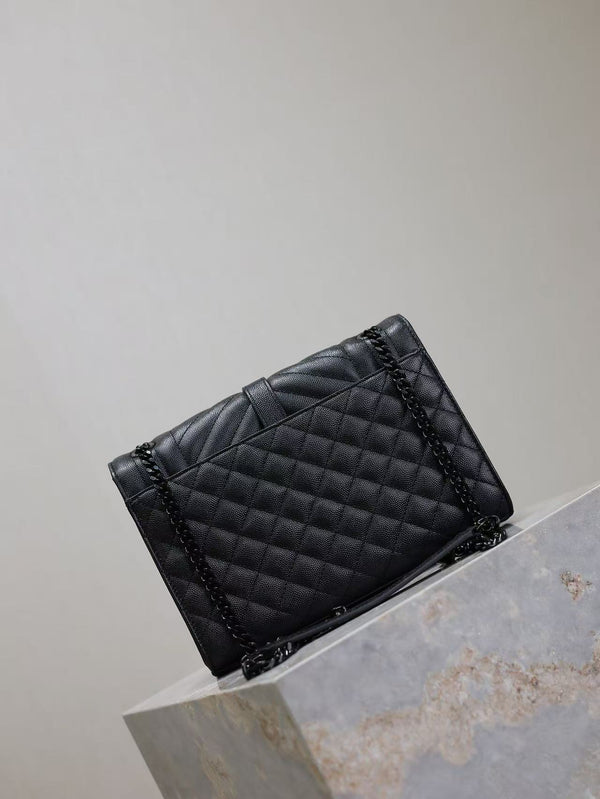 YSL Envelope Chain Large Bag 24cm Black Cowhide