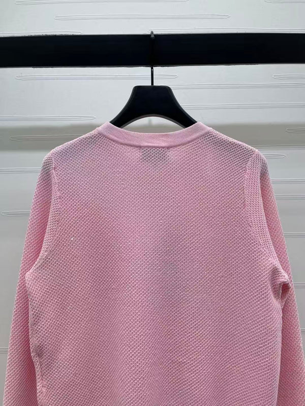 Chanel 2026 Cardigan en tricot à col rond, sequiné, soie et laine