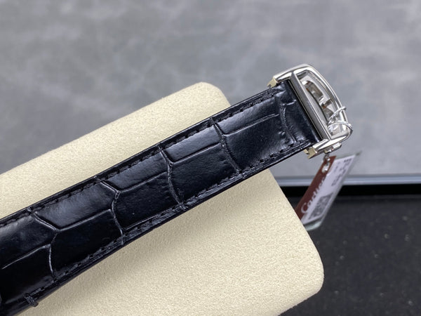 Pasha 41 mm mechanical silver white dial black leather