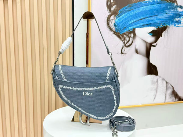 Bandoulière CD Saddle Bag avec sangle 24 cm coton bleu