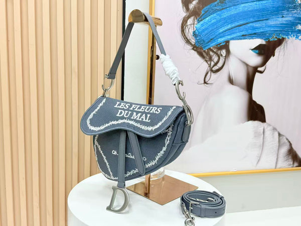 Bandoulière CD Saddle Bag avec sangle 24 cm coton bleu