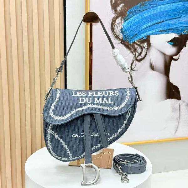 Bandoulière CD Saddle Bag avec sangle 24 cm coton bleu