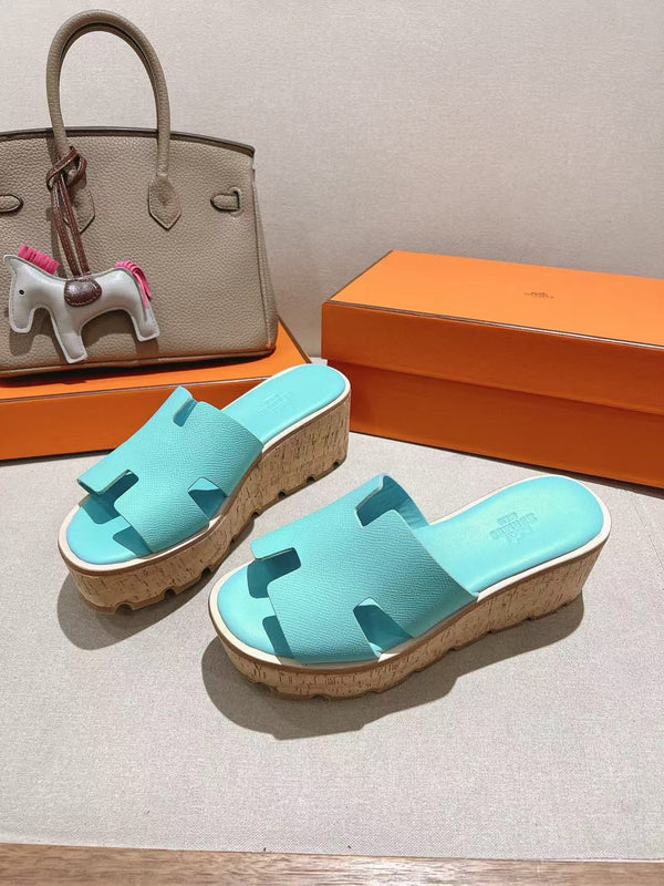 EZE 65 SANDALE CUIR DE VEAU BLEU MENTHE