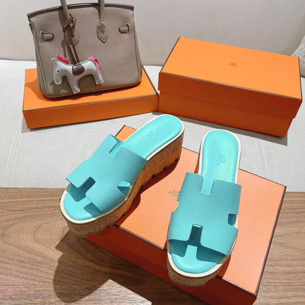 EZE 65 SANDALE CUIR DE VEAU BLEU MENTHE