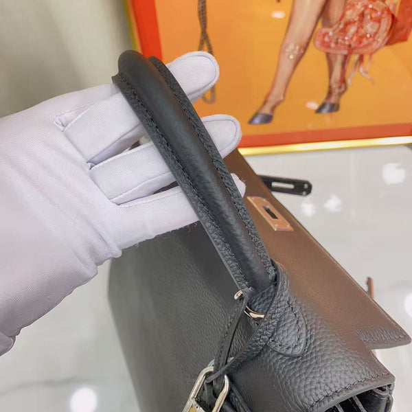 hm kelly 32cm black togo leather silver hardware