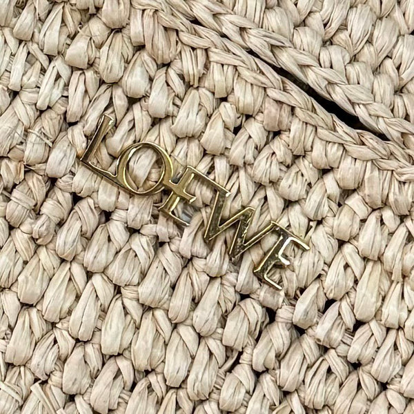 LOE 31 Medium Puzzle Fold Tote Beige in Raffia