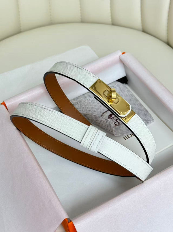 cintura hm kelly 18mm in pelle bianca Epsom