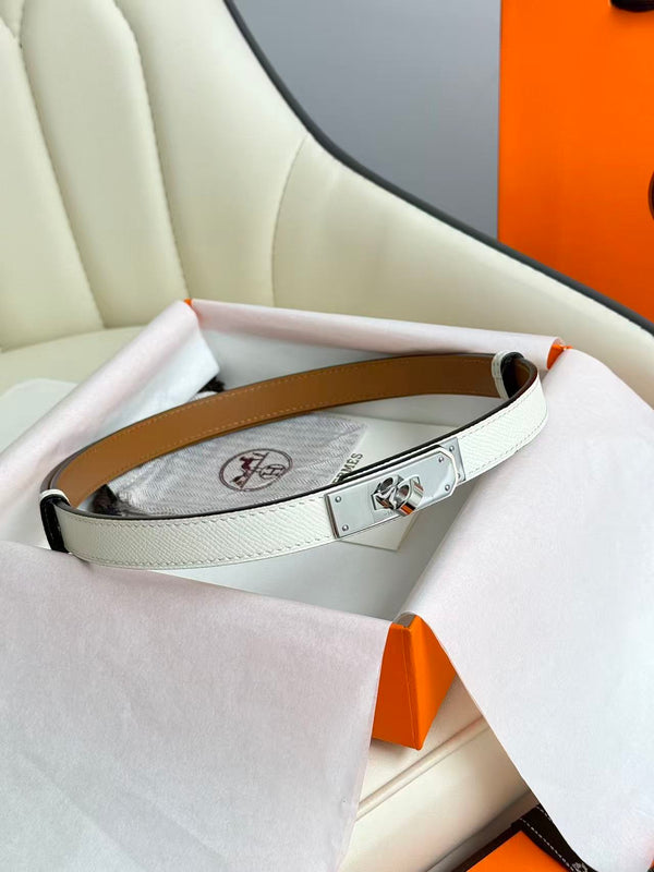cintura hm kelly 18mm in pelle bianca Epsom