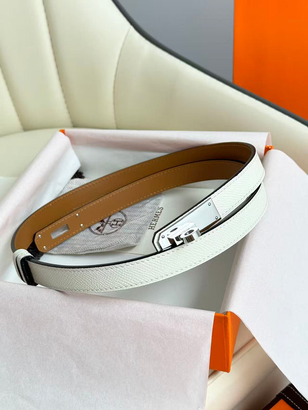 cintura hm kelly 18mm in pelle bianca Epsom
