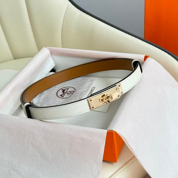 cintura hm kelly 18mm in pelle bianca Epsom
