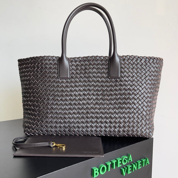 Sac cabas Cabat BV 2026 51 cm en cuir Intreccio marron foncé