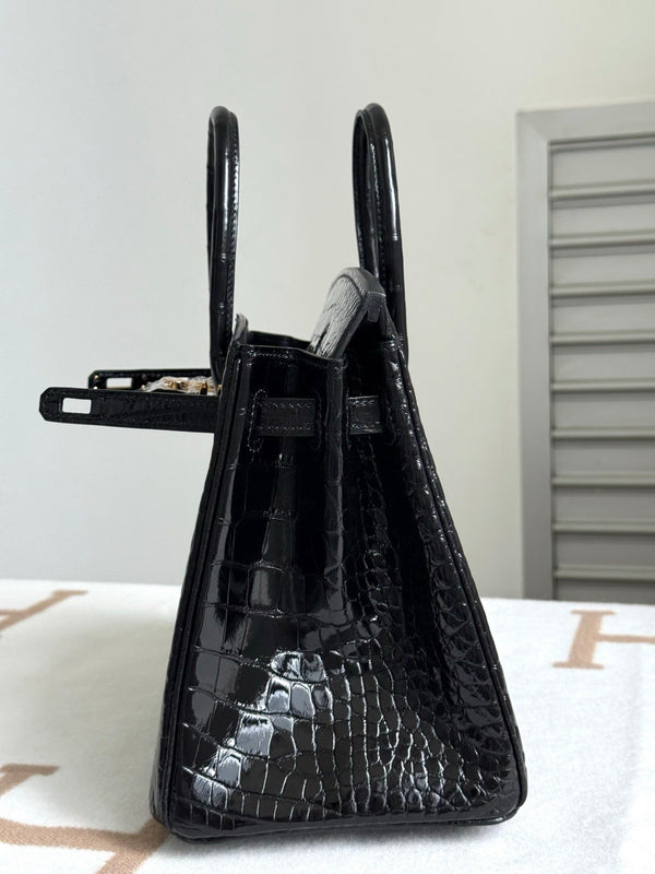 HM Birkin 35cm Black Glossy Crocodile Leather GHW