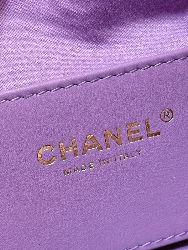 CHANEL 25S HOBO BAG 22 CM PURPLE SUEDE WITH GOLD HARDWARE
