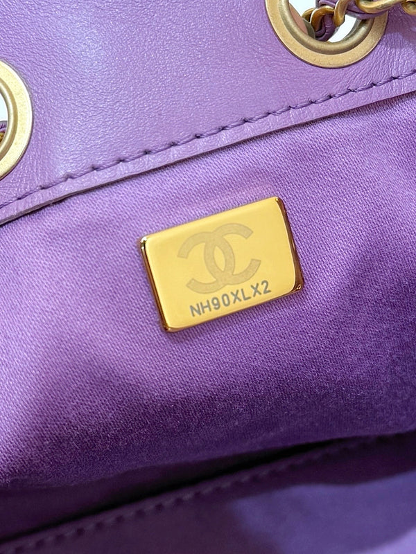 CHANEL 25S HOBO BAG 22 CM PURPLE SUEDE WITH GOLD HARDWARE