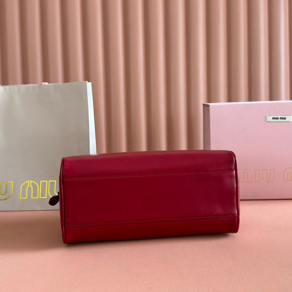 Miu Medium Top-Handle Bag 28cm Red Cowhide