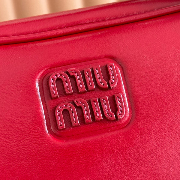 Miu Medium Top-Handle Bag 28cm Red Cowhide