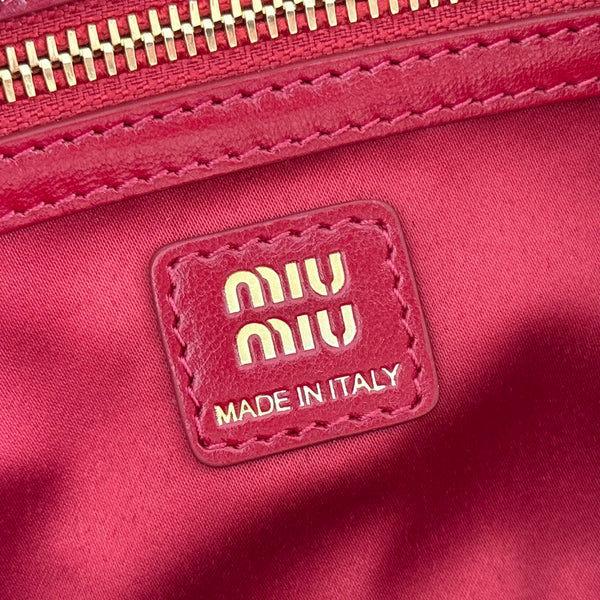 Miu Medium Top-Handle Bag 28cm Red Cowhide