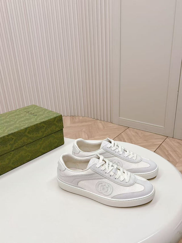 GG Sneaker White And Light Grey Cowhide With Mesh Fabric
