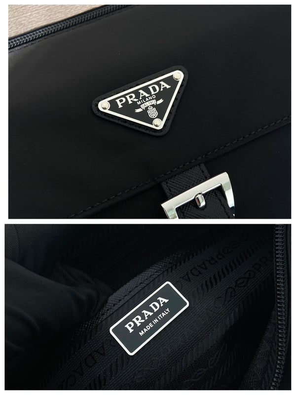 Prada Shoulder Bag 25cm Black Re-Nylon& Saffiano Leather