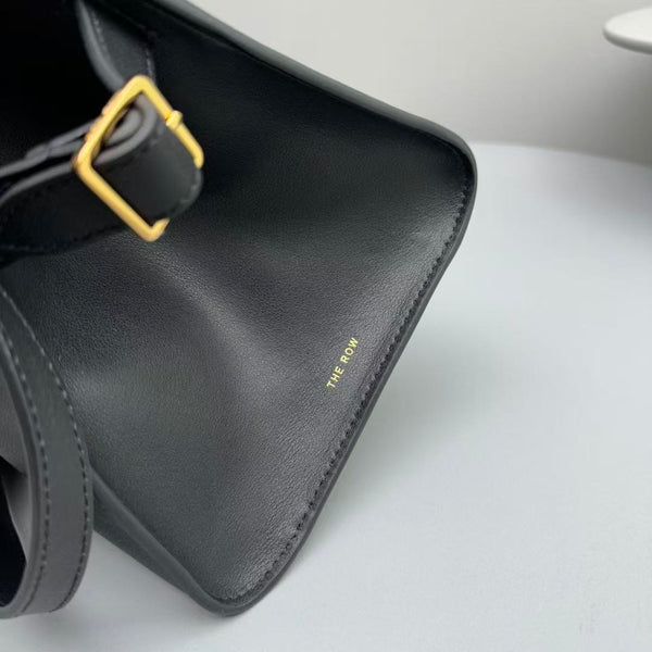 The Row Margaux 26cm Black Calfskin With Gold Hardware