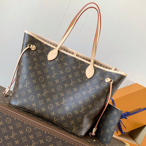 Louis Vuitton Neverfull MM Tote Bag 31cm Brown Monogram Canvas with Cowhide