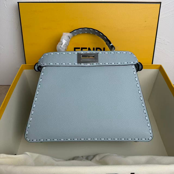 Fendi Peekaboo 27 Bag Baby Blue Leather Shw