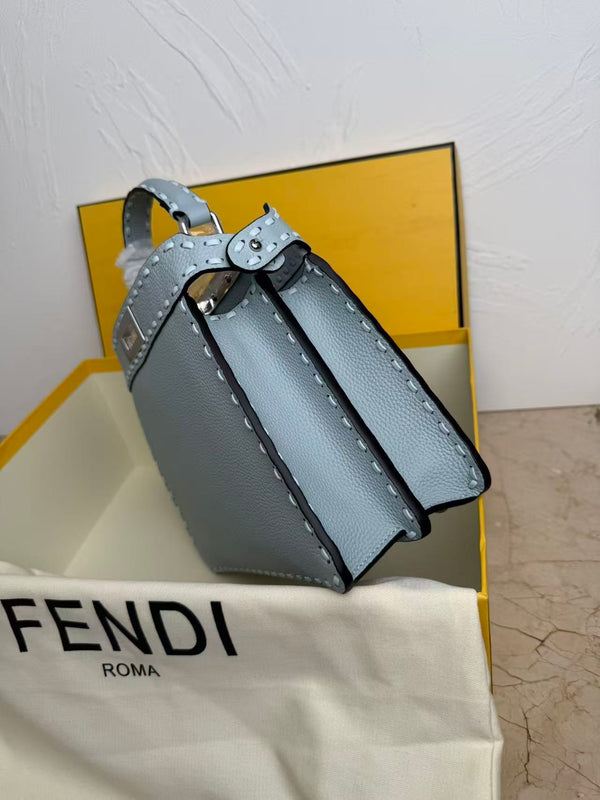 Fendi Peekaboo 27 Bag Baby Blue Leather Shw