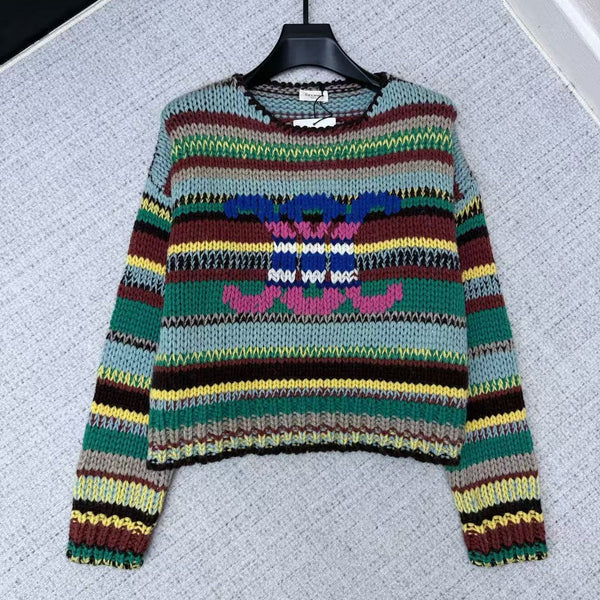 Céline Pull col rond Multicolore Alpaga Laine