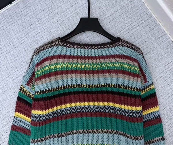 Céline Pull col rond Multicolore Alpaga Laine