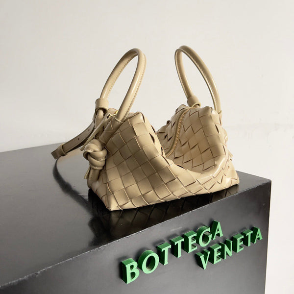 Bottega Veneta 2026 Mini Loop Camera Bag Beige Woven Lambskin Leather