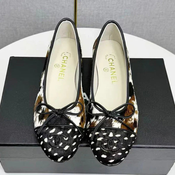 Chanel 2026 Ballerine Noir Blanc Marron Peau de vache