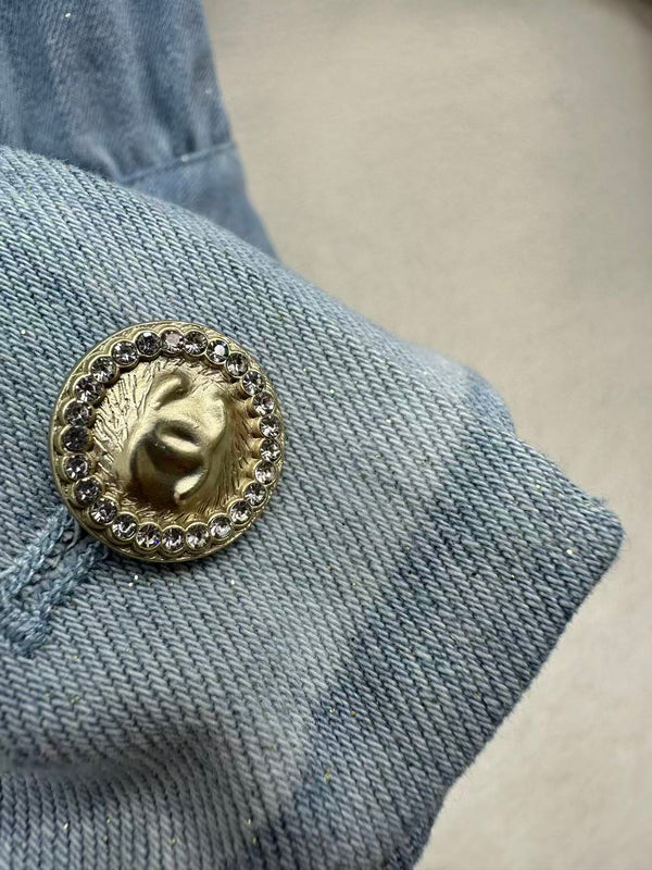 Ensemble d'été rayé CC 26s en jean bleu
