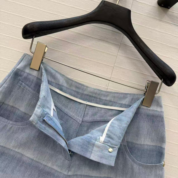 Ensemble d'été rayé CC 26s en jean bleu