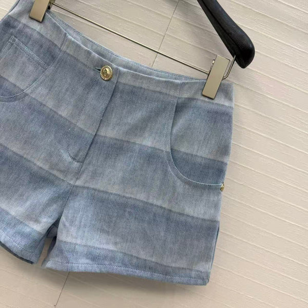 Ensemble d'été rayé CC 26s en jean bleu