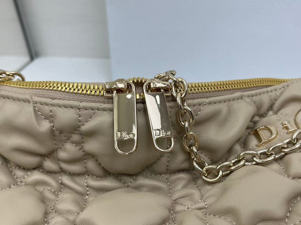 Dior 2026 Crunchy Bag 32cm Beige Puffy Macrocannage Calfskin