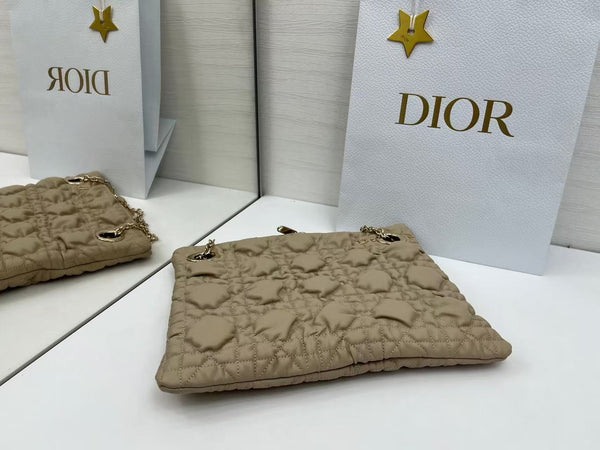 Dior 2026 Crunchy Bag 32cm Beige Puffy Macrocannage Calfskin
