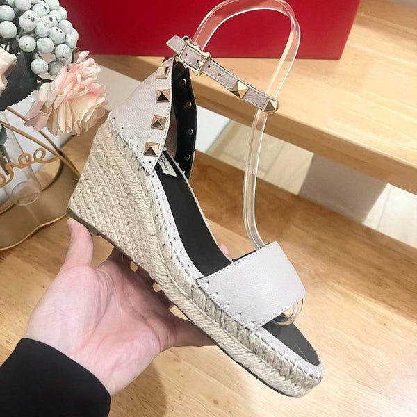 Espadrille VLogo Rockstud en cuir rose poudré