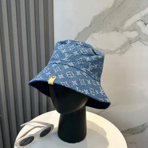 LV Bucket Sun Hat Monogram Blue Denim