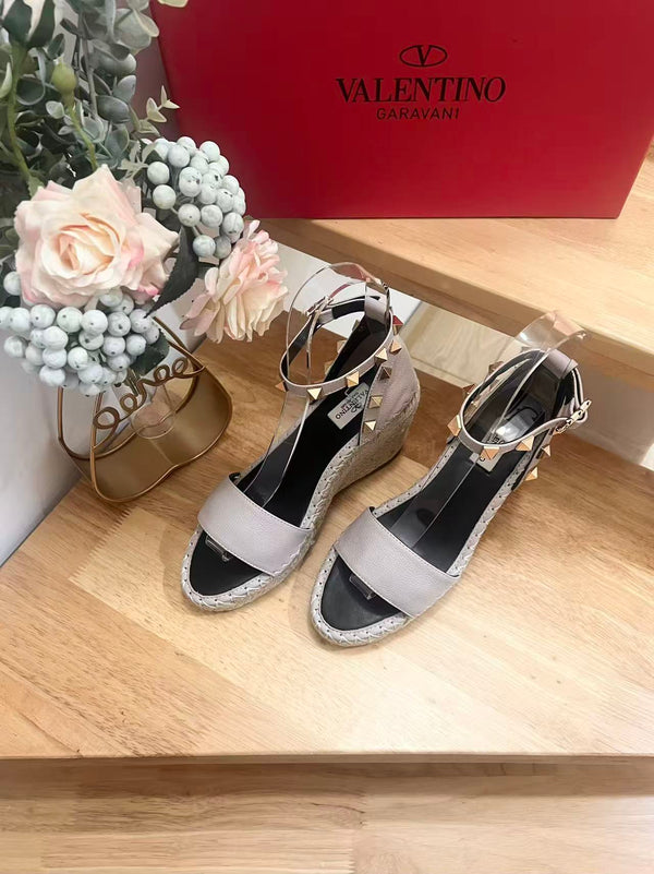 Espadrille VLogo Rockstud en cuir rose poudré