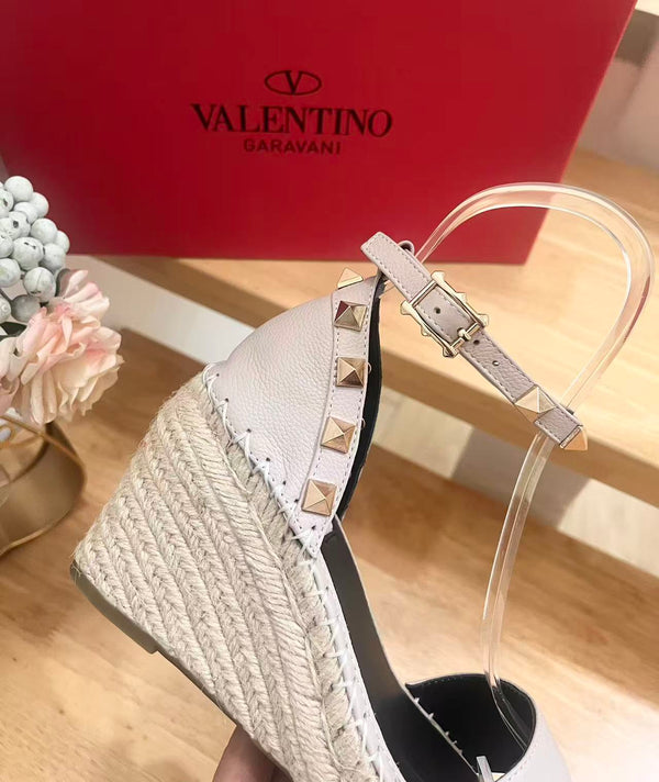 Espadrille VLogo Rockstud en cuir rose poudré