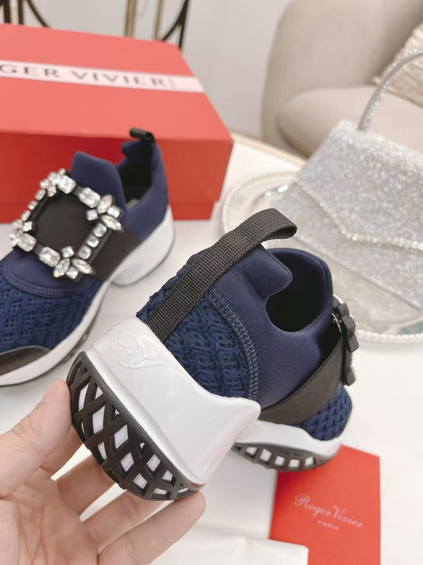 Viv Diamond Sneaker Navy Blue Breathable Mesh Fabric
