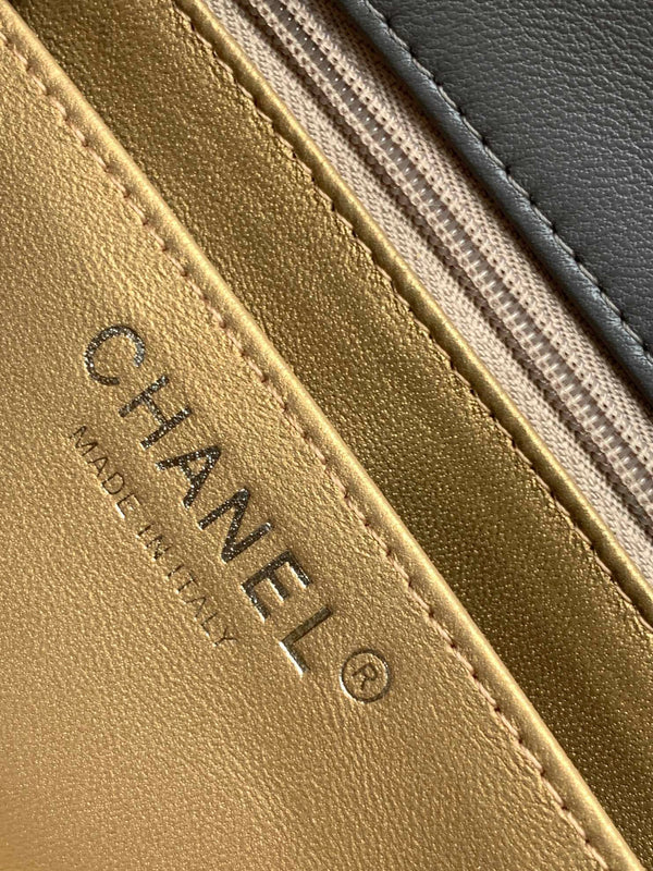 Chanel Mini Flap Bag 17cm Gray in Sheepskin