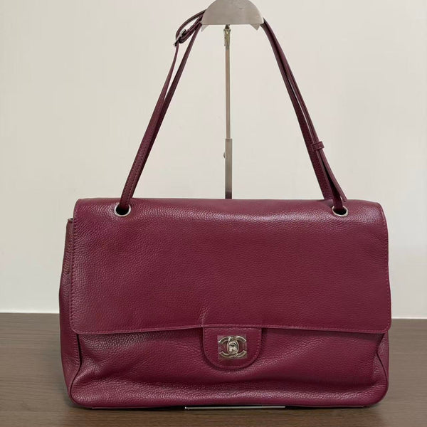 Chanel Classic Flap Bag 38.5cm Burgundy in Cowhide
