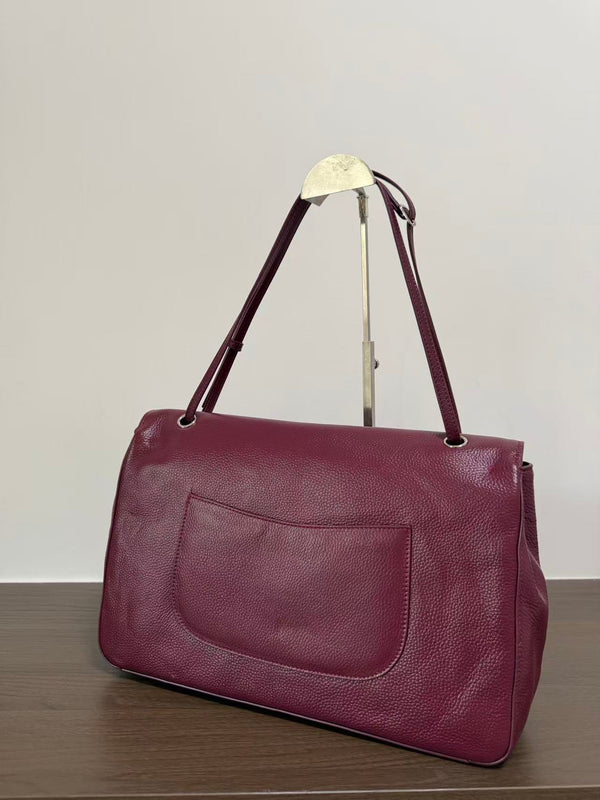Chanel Classic Flap Bag 38.5cm Burgundy in Cowhide