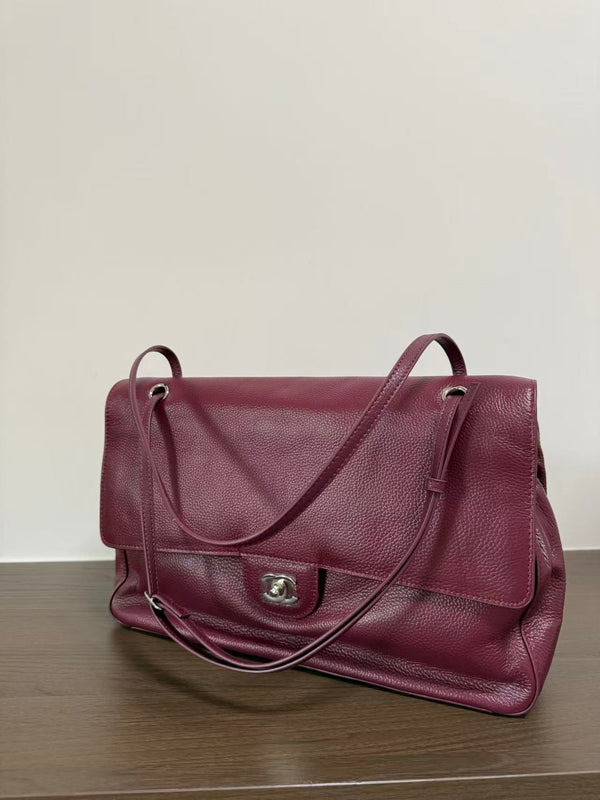 Chanel Classic Flap Bag 38.5cm Burgundy in Cowhide