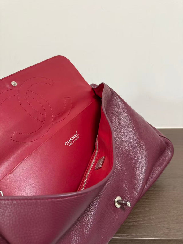 Chanel Classic Flap Bag 38.5cm Burgundy in Cowhide