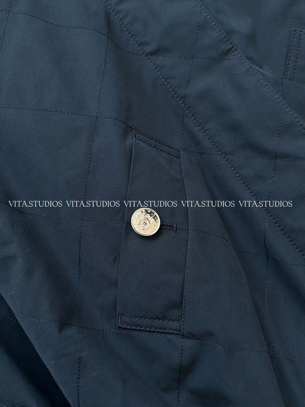 CC Classic Cropped Windbreaker Jacket Navy In Cotton